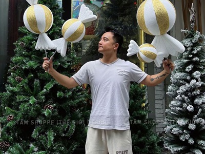 Mô hình kẹo mút tròn xoắn 2 đầu [Nhiều cỡ - Mút xốp] KEONGOT-03